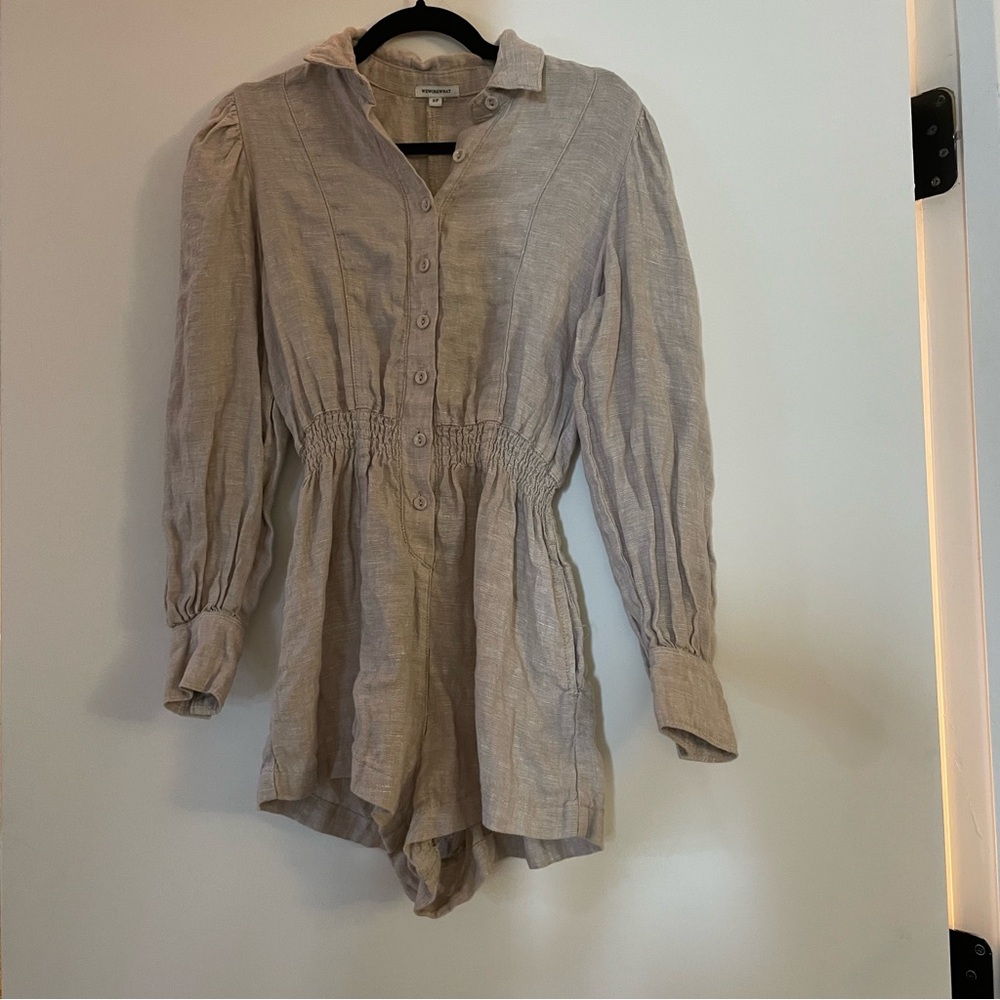WeWoreWhat Beige Button-Up Romper
